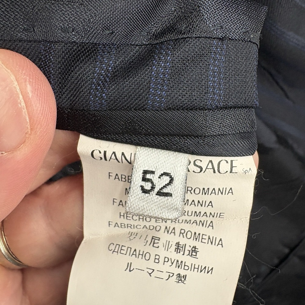 VERSACE Suit Navy Blue Pinstripe Wool Notch Lapel Italian Size 52  * - Picture 12 of 16